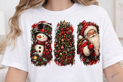 Vintage Christmas Trio Sublimation PNG SVG DesignDestine 