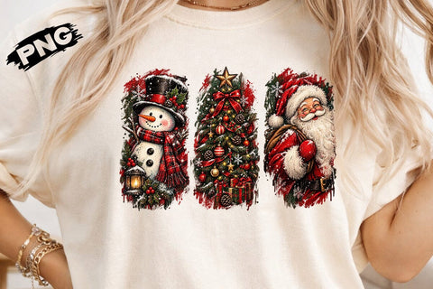 Vintage Christmas Trio Sublimation PNG SVG DesignDestine 