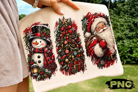 Vintage Christmas Trio Sublimation PNG SVG DesignDestine 
