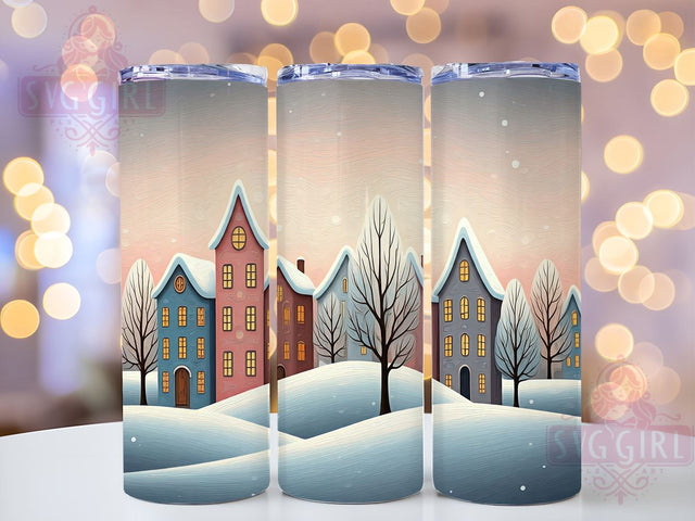 Vintage Christmas Tumbler, Holiday Village PNG, 20oz Sublimation Design, Retro Christmas Drinkware, Festive Tumbler Wrap, Winter Village Decor, Cute Holiday Gift Sublimation SvggirlplusArt 
