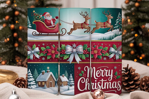 Vintage Christmas Tumbler Wrap Sublimation DesignSVG 