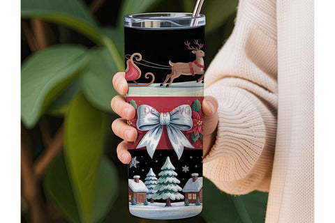 Vintage Christmas Tumbler Wrap Sublimation DesignSVG 