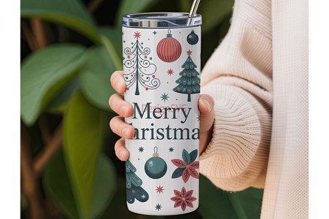 Vintage Christmas Tumbler Wrap Sublimation DesignSVG 