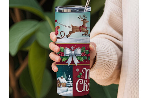Vintage Christmas Tumbler Wrap Sublimation DesignSVG 