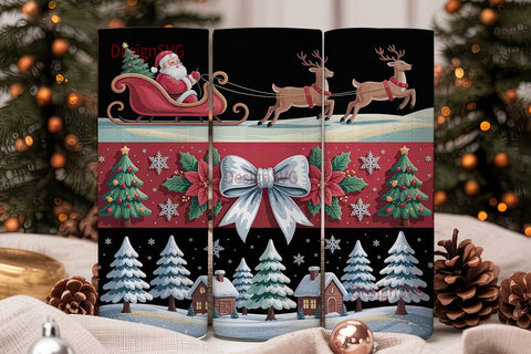 Vintage Christmas Tumbler Wrap Sublimation DesignSVG 