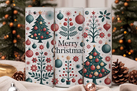 Vintage Christmas Tumbler Wrap Sublimation DesignSVG 