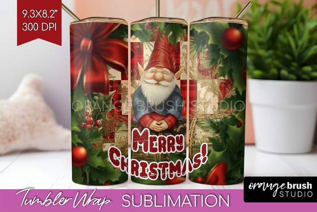 Vintage Christmas Tumbler Wrap - Xmas Tumbler Sublimation Sublimation OrangeBrushStudio 