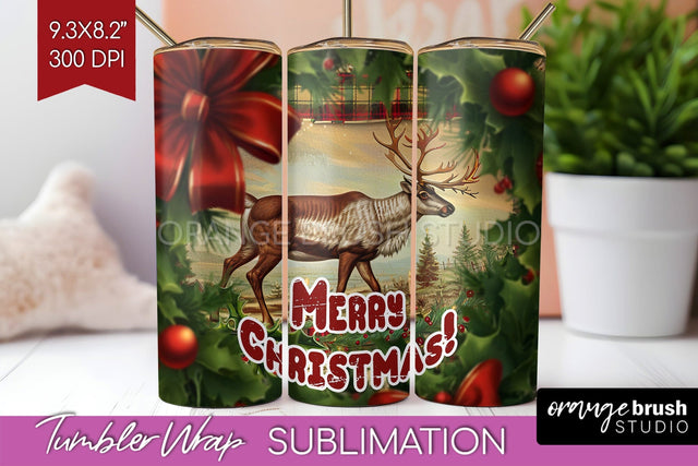 Vintage Christmas Tumbler Wrap - Xmas Tumbler Sublimation Sublimation OrangeBrushStudio 
