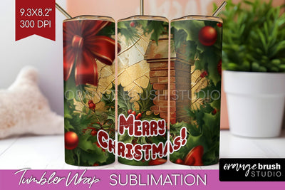 Vintage Christmas Tumbler Wrap - Xmas Tumbler Sublimation Sublimation OrangeBrushStudio 