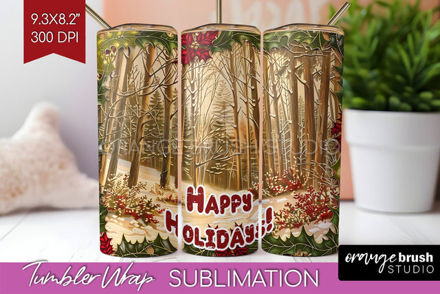 Vintage Christmas Tumbler Wrap - Xmas Tumbler Sublimation Sublimation OrangeBrushStudio 