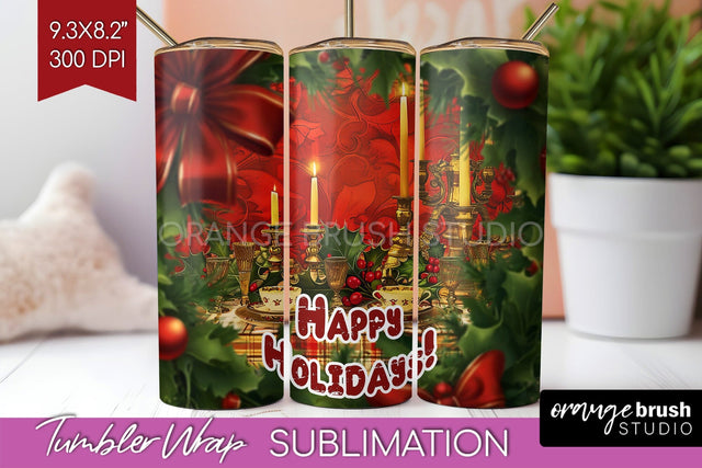 Vintage Christmas Tumbler Wrap - Xmas Tumbler Sublimation Sublimation OrangeBrushStudio 