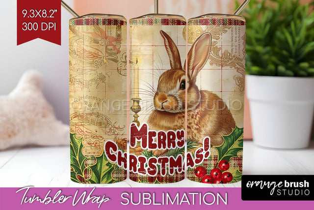 Vintage Christmas Tumbler Wrap - Xmas Tumbler Sublimation Sublimation OrangeBrushStudio 