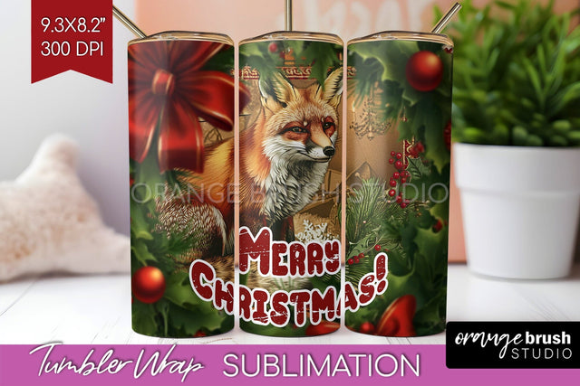 Vintage Christmas Tumbler Wrap - Xmas Tumbler Sublimation Sublimation OrangeBrushStudio 