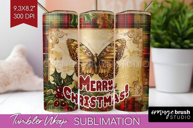 Vintage Christmas Tumbler Wrap - Xmas Tumbler Sublimation Sublimation OrangeBrushStudio 