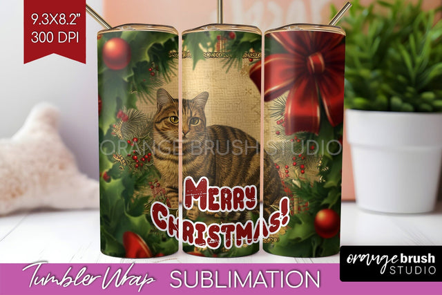 Vintage Christmas Tumbler Wrap - Xmas Tumbler Sublimation Sublimation OrangeBrushStudio 