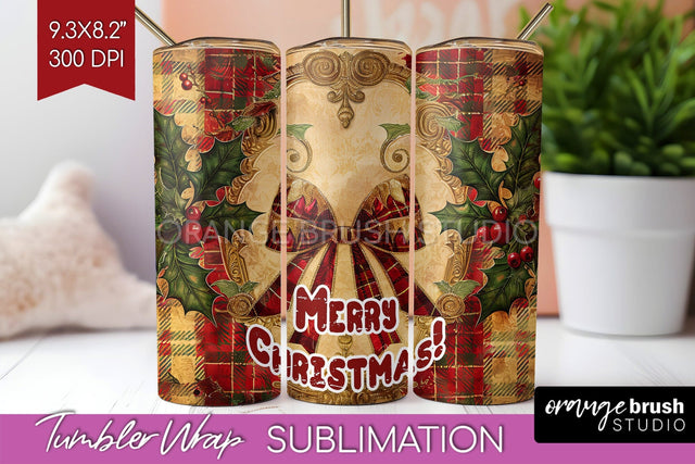 Vintage Christmas Tumbler Wrap - Xmas Tumbler Sublimation Sublimation OrangeBrushStudio 