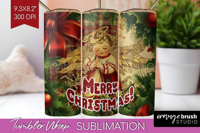 Vintage Christmas Tumbler Wrap - Xmas Tumbler Sublimation Sublimation OrangeBrushStudio 