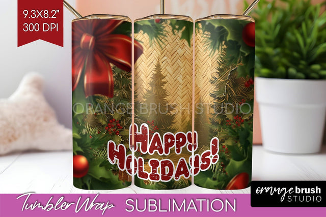 Vintage Christmas Tumbler Wrap - Xmas Tumbler Sublimation Sublimation OrangeBrushStudio 