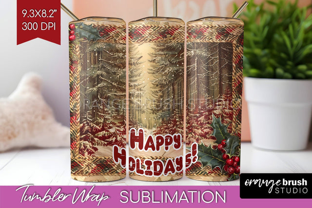 Vintage Christmas Tumbler Wrap - Xmas Tumbler Sublimation Sublimation OrangeBrushStudio 