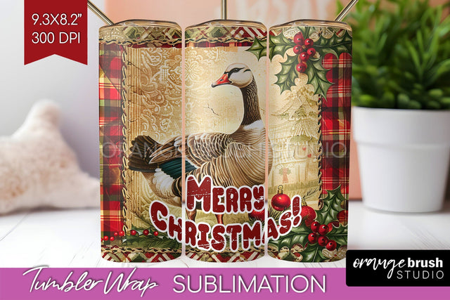 Vintage Christmas Tumbler Wrap - Xmas Tumbler Sublimation Sublimation OrangeBrushStudio 
