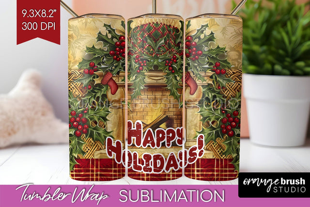 Vintage Christmas Tumbler Wrap - Xmas Tumbler Sublimation Sublimation OrangeBrushStudio 