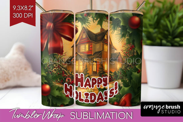 Vintage Christmas Tumbler Wrap - Xmas Tumbler Sublimation Sublimation OrangeBrushStudio 