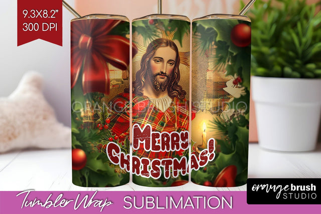 Vintage Christmas Tumbler Wrap - Xmas Tumbler Sublimation Sublimation OrangeBrushStudio 