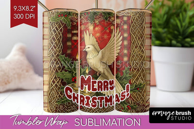 Vintage Christmas Tumbler Wrap - Xmas Tumbler Sublimation Sublimation OrangeBrushStudio 