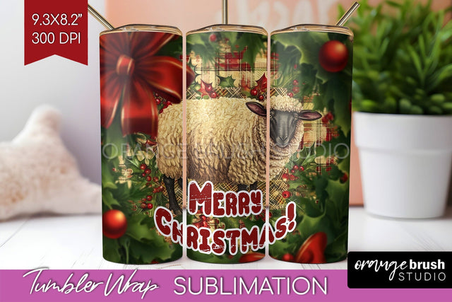 Vintage Christmas Tumbler Wrap - Xmas Tumbler Sublimation Sublimation OrangeBrushStudio 
