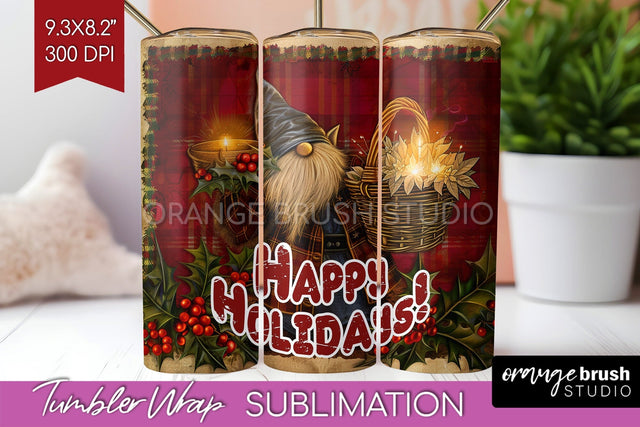 Vintage Christmas Tumbler Wrap - Xmas Tumbler Sublimation Sublimation OrangeBrushStudio 