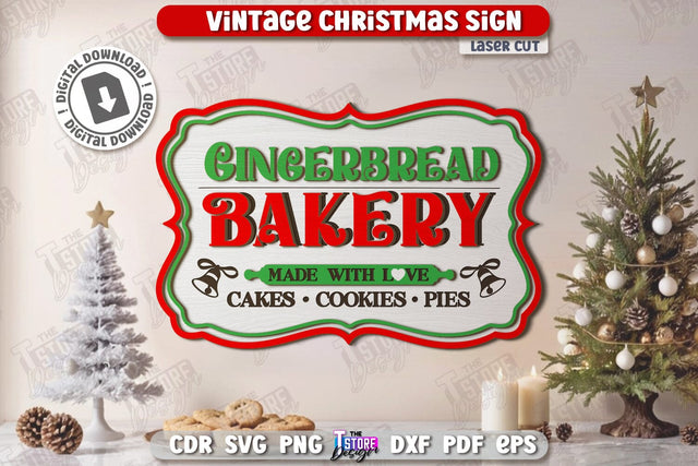 Vintage Christmas Wall Sign Laser Cut | Winter Front Door Decor | Retro Signs | Xmas Wall Decor | CNC File SVG The T Store Design 