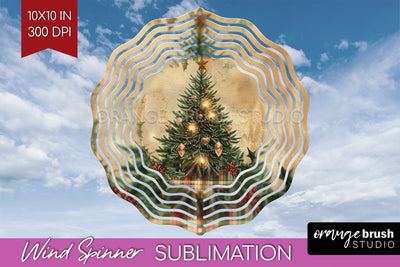 Vintage Christmas Wind Spinner PNG - Retro Xmas Sublimation Sublimation OrangeBrushStudio 