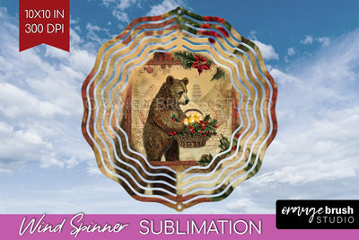 Vintage Christmas Wind Spinner PNG - Retro Xmas Sublimation Sublimation OrangeBrushStudio 
