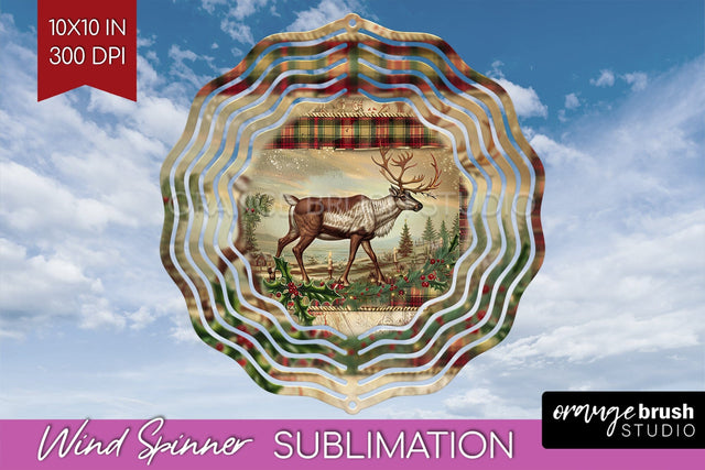 Vintage Christmas Wind Spinner PNG - Retro Xmas Sublimation Sublimation OrangeBrushStudio 