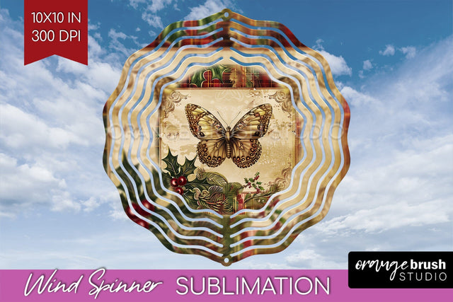 Vintage Christmas Wind Spinner PNG - Retro Xmas Sublimation Sublimation OrangeBrushStudio 