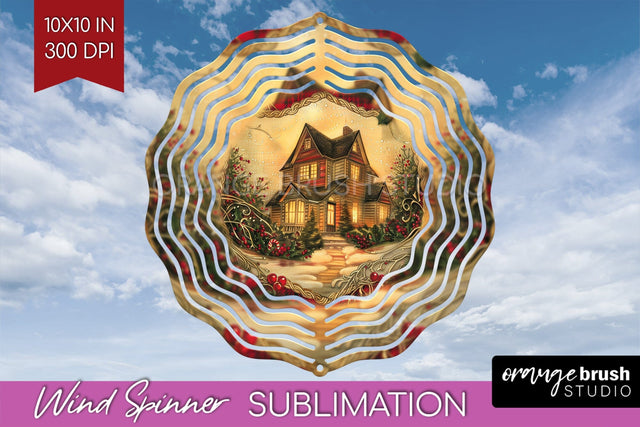 Vintage Christmas Wind Spinner PNG - Retro Xmas Sublimation Sublimation OrangeBrushStudio 