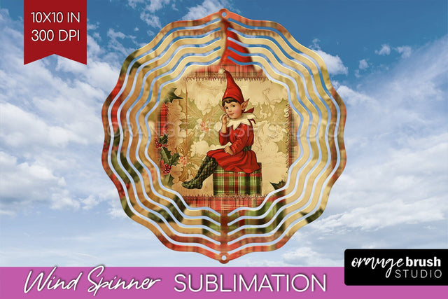Vintage Christmas Wind Spinner PNG - Retro Xmas Sublimation Sublimation OrangeBrushStudio 