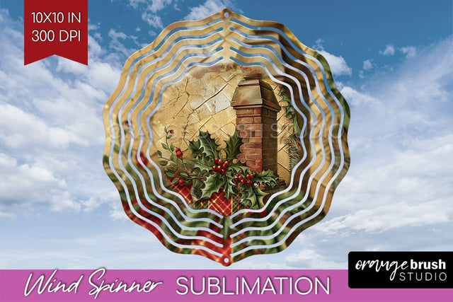 Vintage Christmas Wind Spinner PNG - Retro Xmas Sublimation Sublimation OrangeBrushStudio 