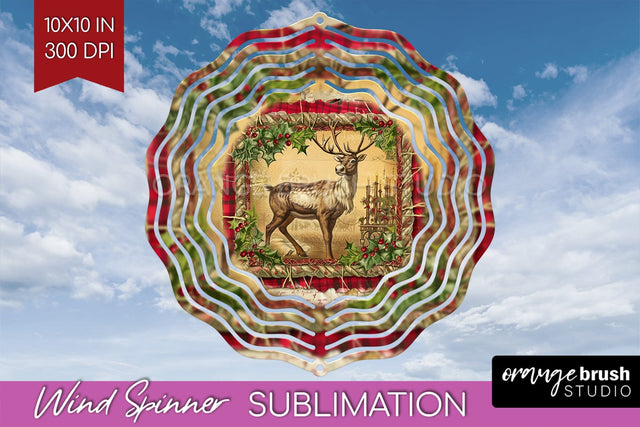 Vintage Christmas Wind Spinner PNG - Retro Xmas Sublimation Sublimation OrangeBrushStudio 