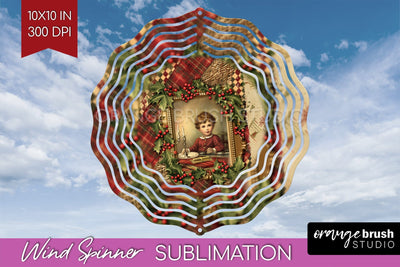 Vintage Christmas Wind Spinner PNG - Retro Xmas Sublimation Sublimation OrangeBrushStudio 
