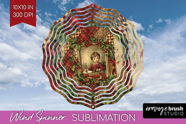 Vintage Christmas Wind Spinner PNG - Retro Xmas Sublimation Sublimation OrangeBrushStudio 
