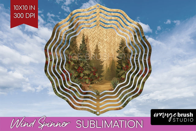 Vintage Christmas Wind Spinner PNG - Retro Xmas Sublimation Sublimation OrangeBrushStudio 