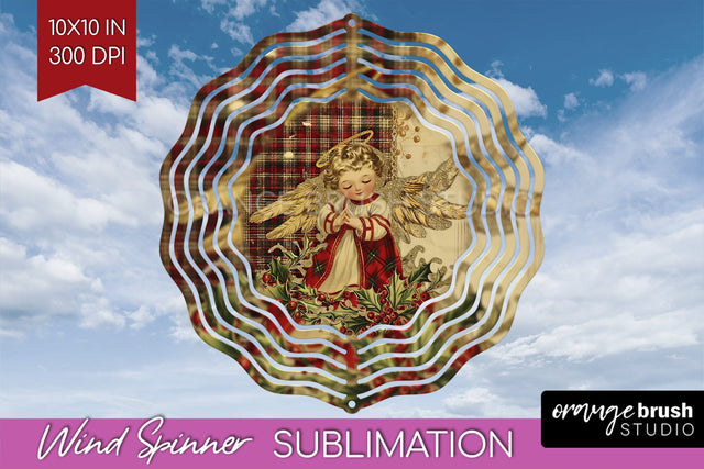 Vintage Christmas Wind Spinner PNG - Retro Xmas Sublimation Sublimation OrangeBrushStudio 