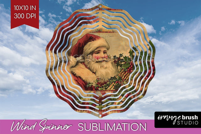 Vintage Christmas Wind Spinner PNG - Retro Xmas Sublimation Sublimation OrangeBrushStudio 