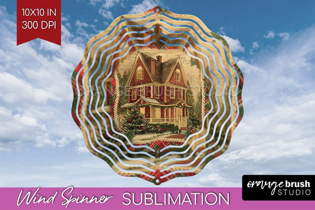 Vintage Christmas Wind Spinner PNG - Retro Xmas Sublimation Sublimation OrangeBrushStudio 