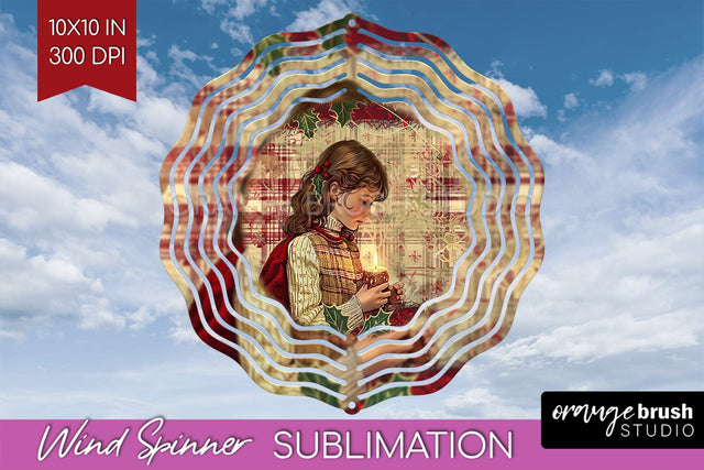 Vintage Christmas Wind Spinner PNG - Retro Xmas Sublimation Sublimation OrangeBrushStudio 