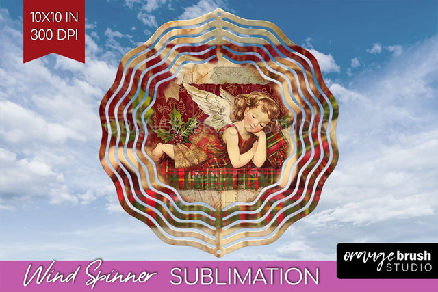 Vintage Christmas Wind Spinner PNG - Retro Xmas Sublimation Sublimation OrangeBrushStudio 