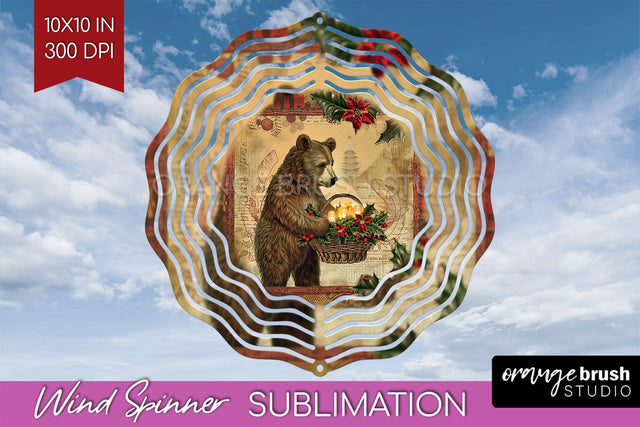 Vintage Christmas Wind Spinner PNG - Retro Xmas Sublimation Sublimation OrangeBrushStudio 