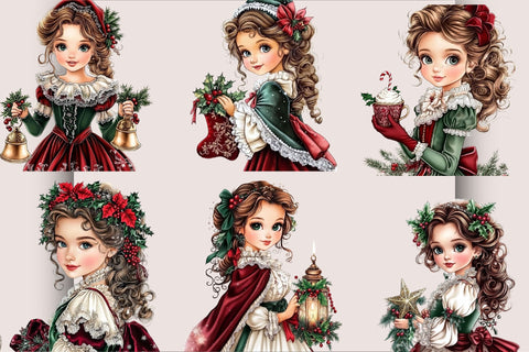 Vintage Christmas Woman PNG Clipart Sublimation SVGArt 