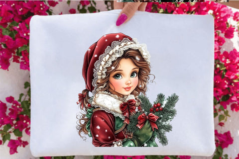 Vintage Christmas Woman PNG Clipart Sublimation SVGArt 